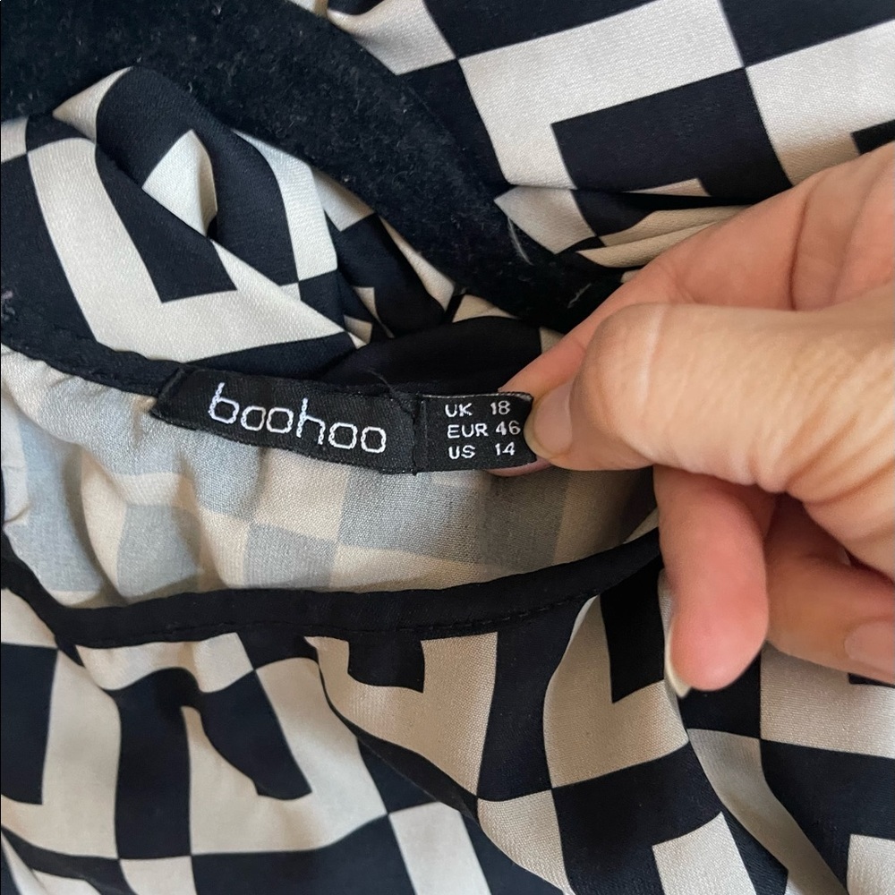 Boohoo monochrome black and white woven shift dress sz 14 - Picture 7 of 10